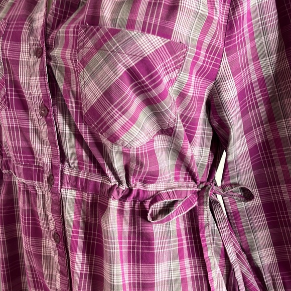 Impulse purple grey checked shirt dress - Picture 2 of 9